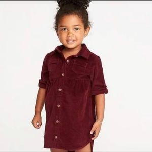 OLD NAVY WINE RED GIRLS CORDUROY SHIRT DRESS 5T